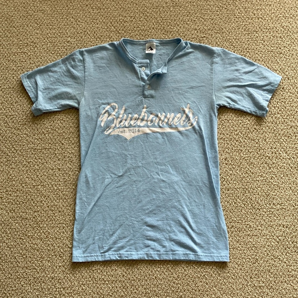 Augusta Texas Bluebonnets Baseball T-Shirt Shirt Unisex Small Pale Blue GUC